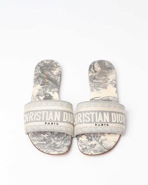 Dior Gray/White Dway Slides Size 40-4