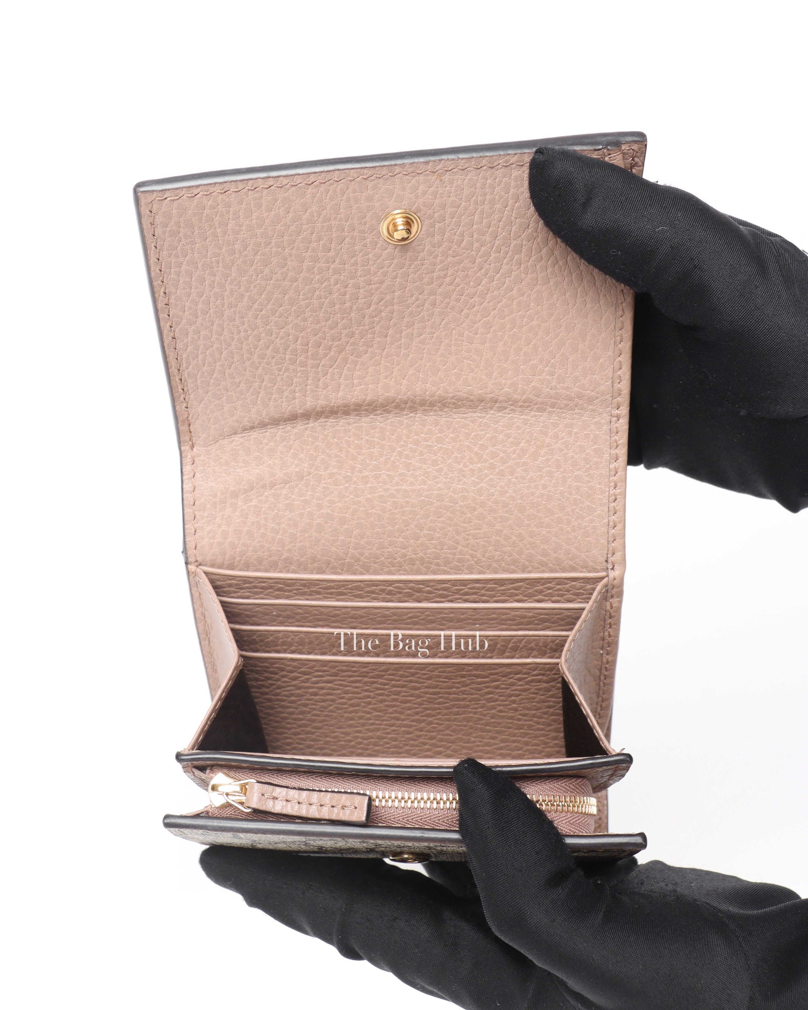 Gucci Rose/Beige Ebony GG Supreme Marmont Medium Wallet-11