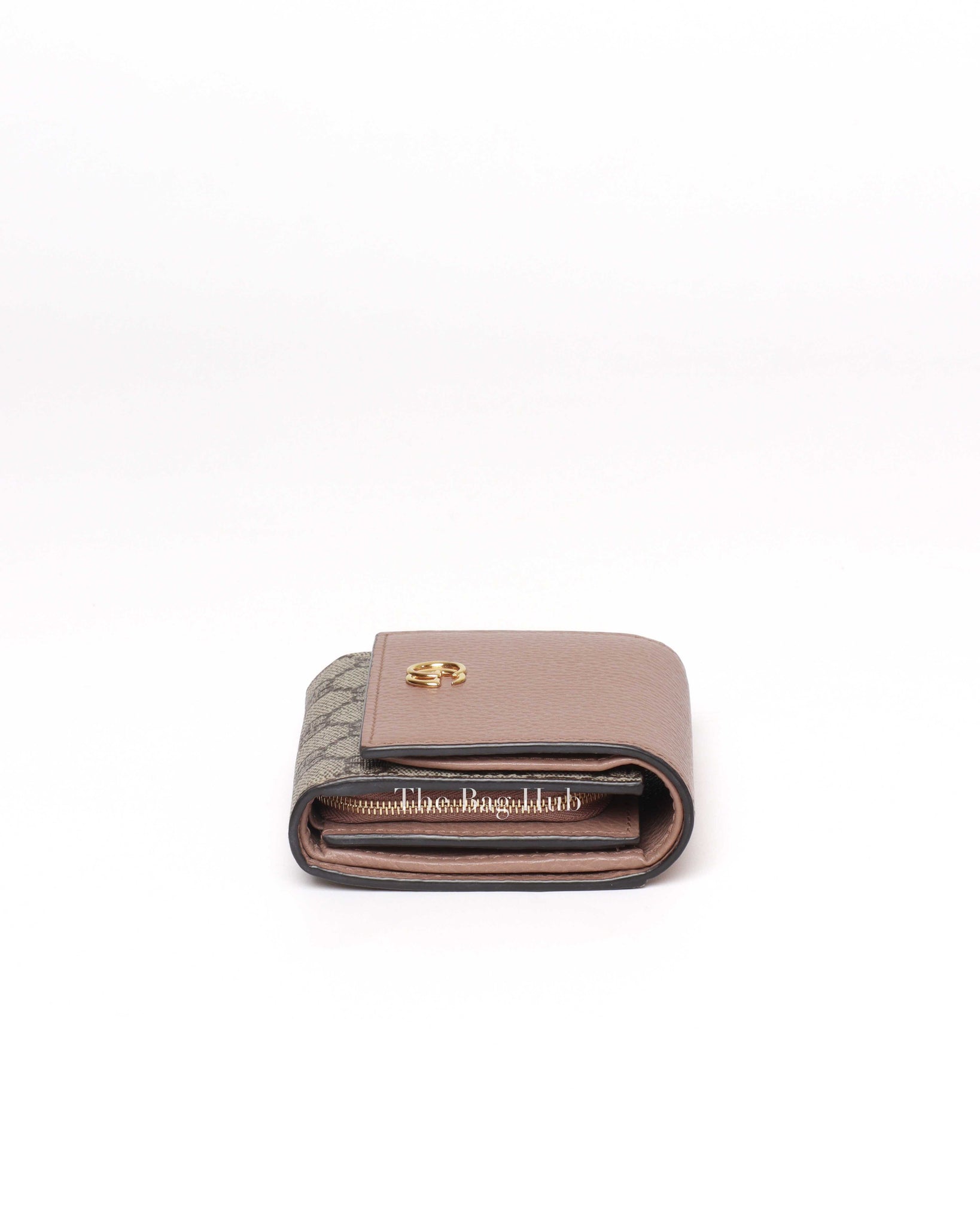 Gucci Rose/Beige Ebony GG Supreme Marmont Medium Wallet-5