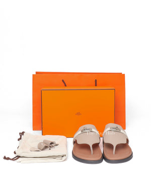 Hermes Beige Mastic/Beige Glaise Calfskin Empire Sandals Size 39.5 PHW-9
