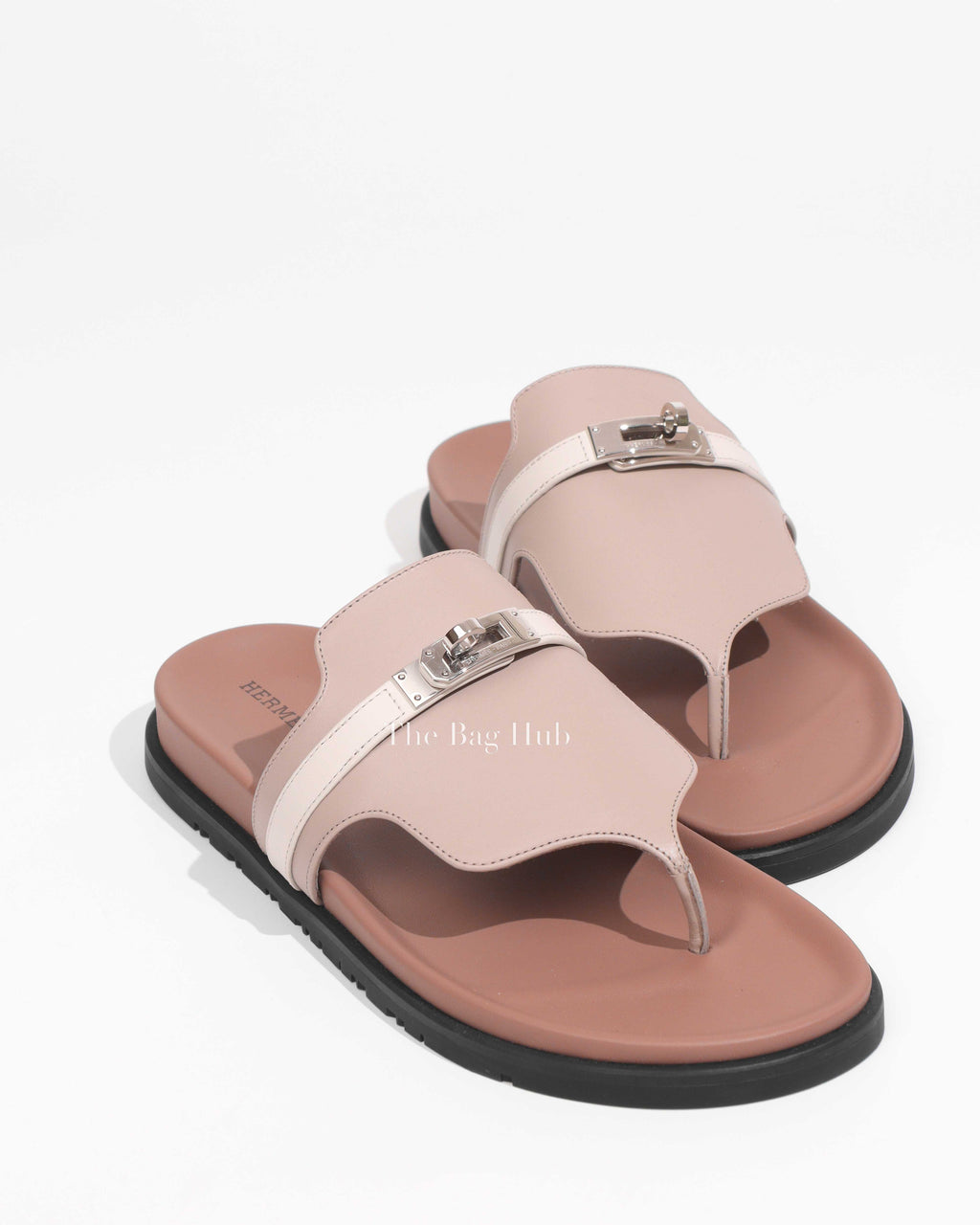 Hermes Beige Mastic/Beige Glaise Calfskin Empire Sandals Size 39.5 PHW-1