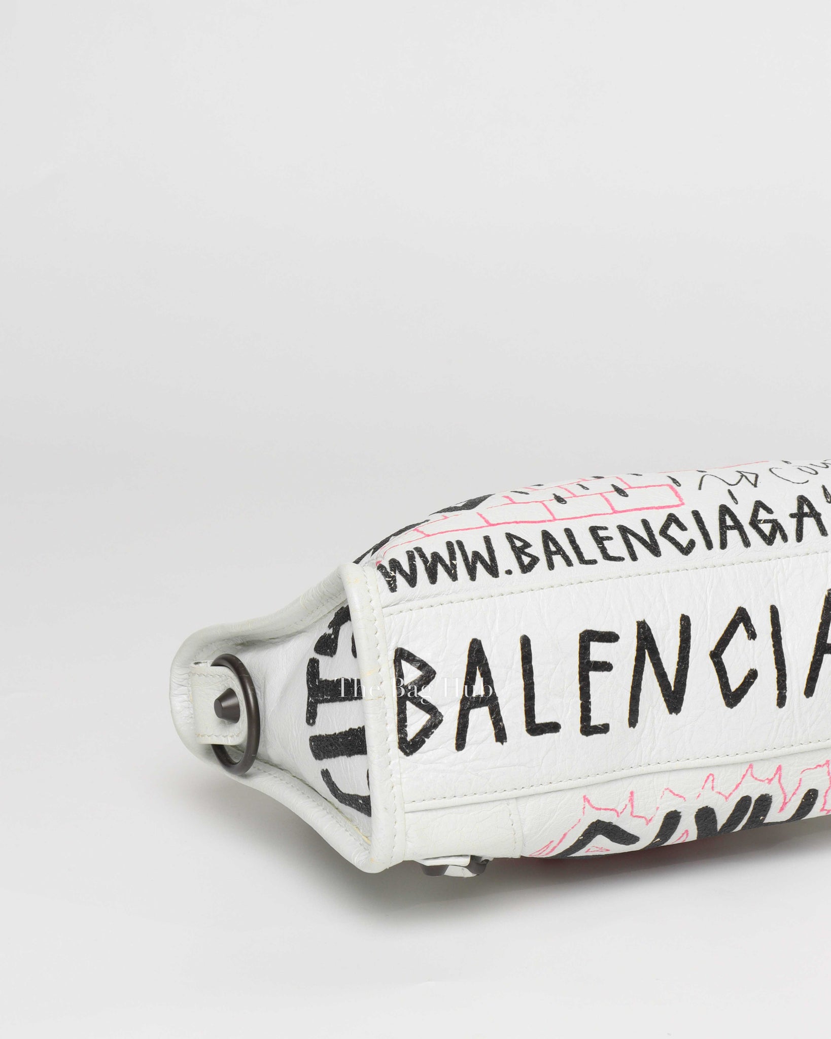 Balenciaga White Graffiti Leather Mini City Bag-9