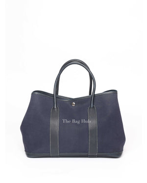 Hermes Navy Blue Canvas Garden Party 36 Bag