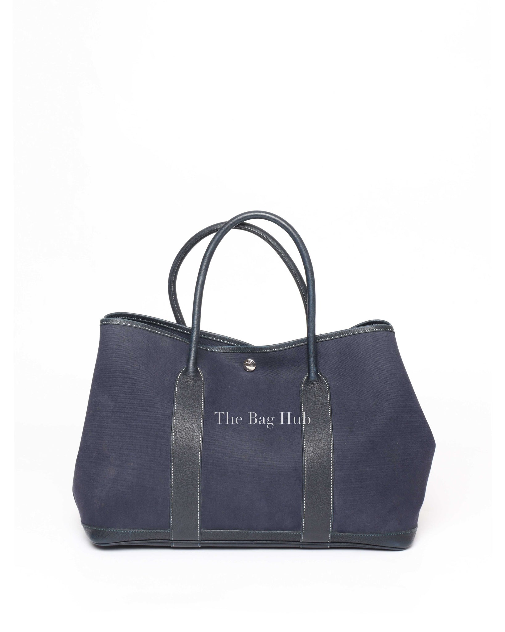 Hermes Navy Blue Canvas Garden Party 36 Bag