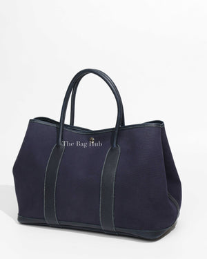 Hermes Navy Blue Canvas Garden Party 36 Bag