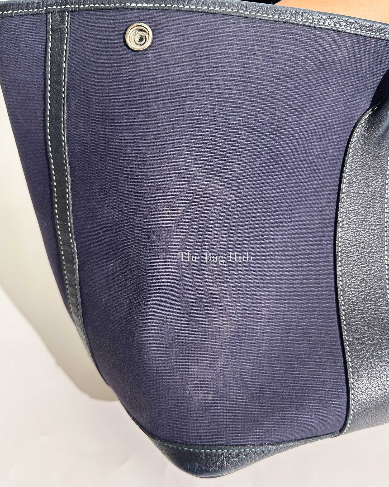 Hermes Navy Blue Canvas Garden Party 36 Bag