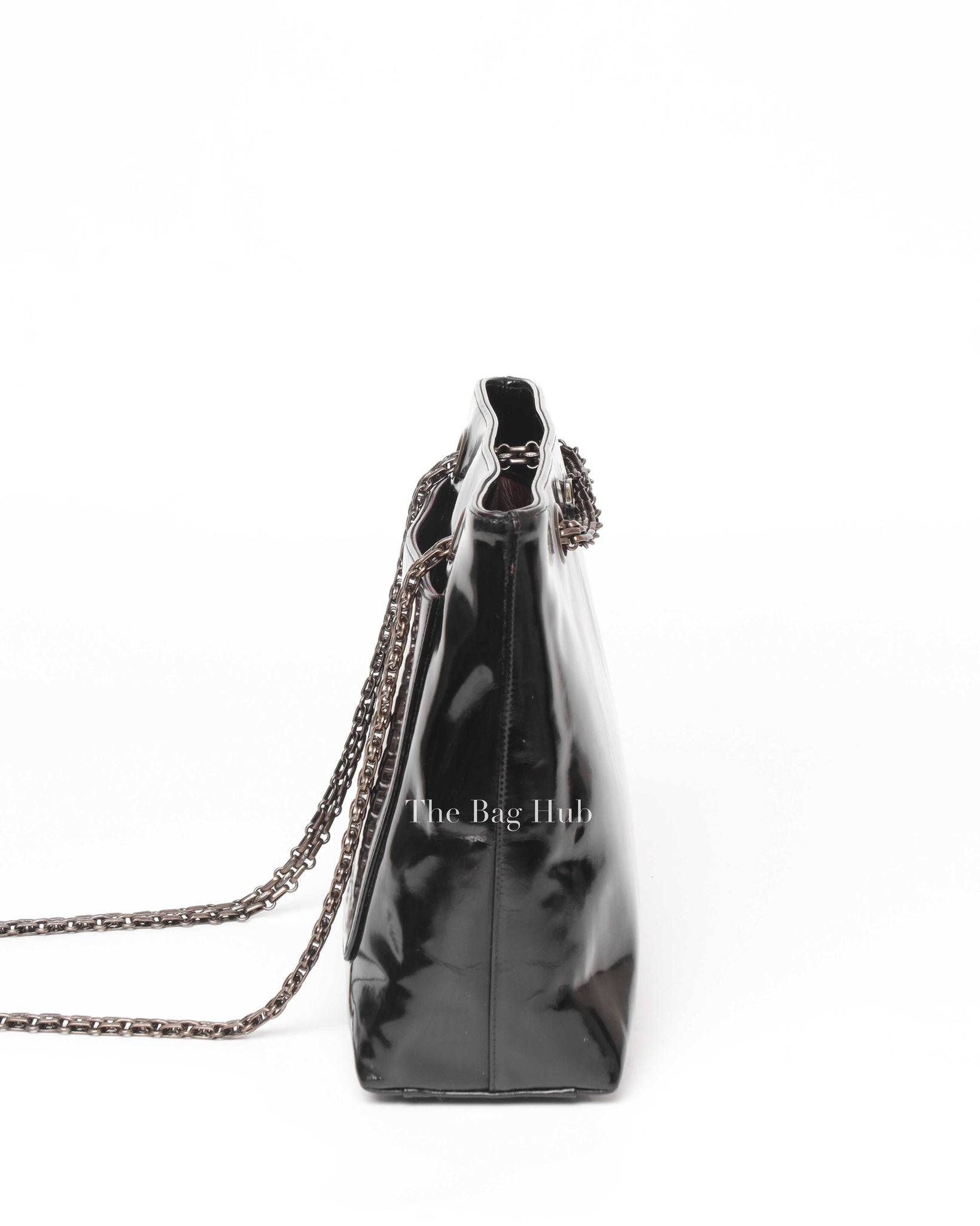 Chanel Black CC Chain Patent Leather Shoulder Bag-Image-4