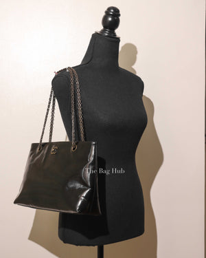Chanel Black CC Chain Patent Leather Shoulder Bag-Image-12