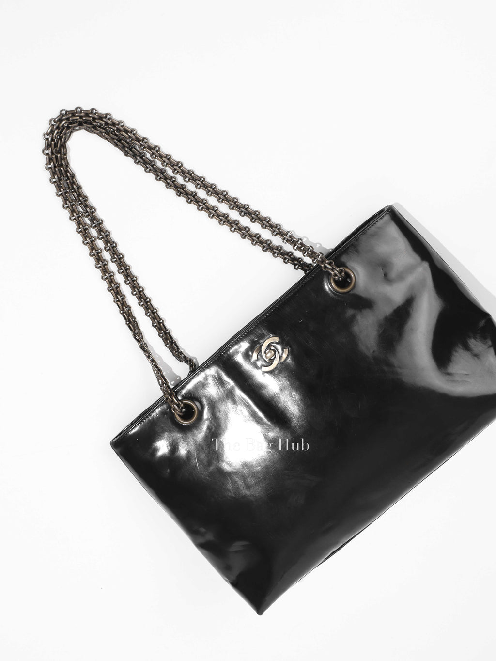Chanel Black CC Chain Patent Leather Shoulder Bag-Image-1