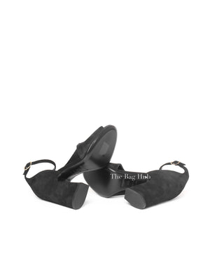 Hermes Black Suede Ankle Strap Block Heel Sandals Size 37.5-Image-8