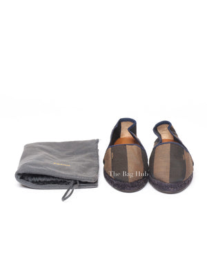 Fendi Brown/Black Pequin Stripe Canvas Espadrilles Size 37