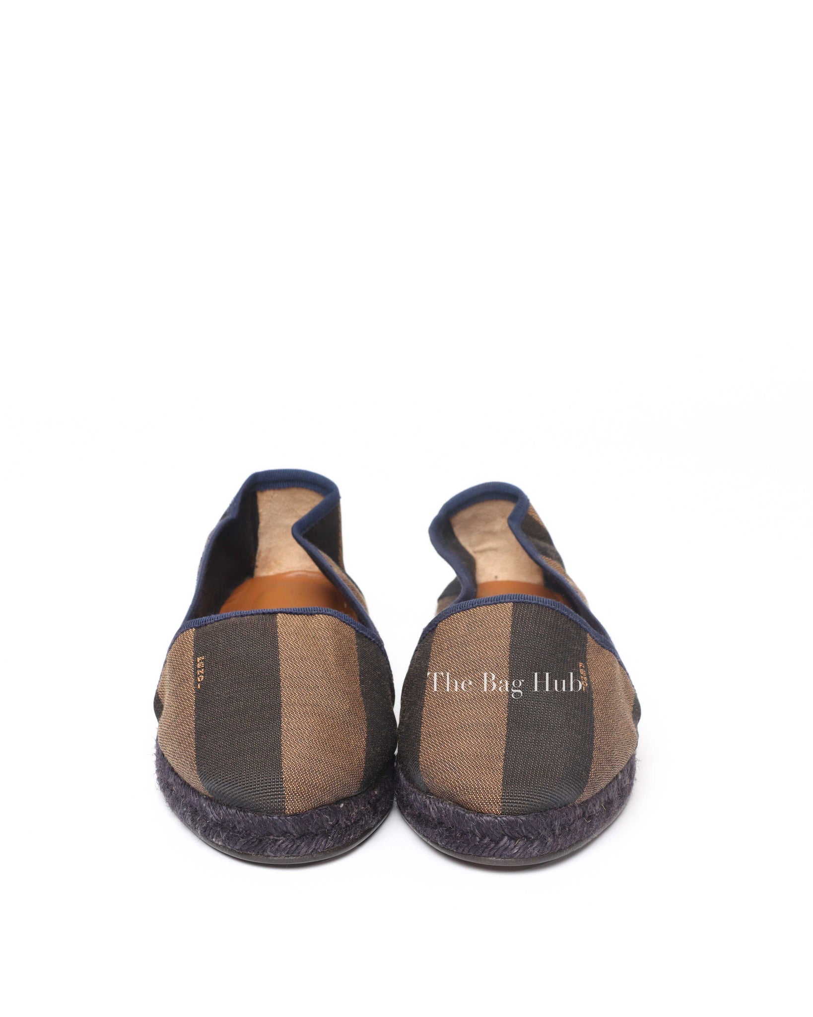 Fendi Brown/Black Pequin Stripe Canvas Espadrilles Size 37