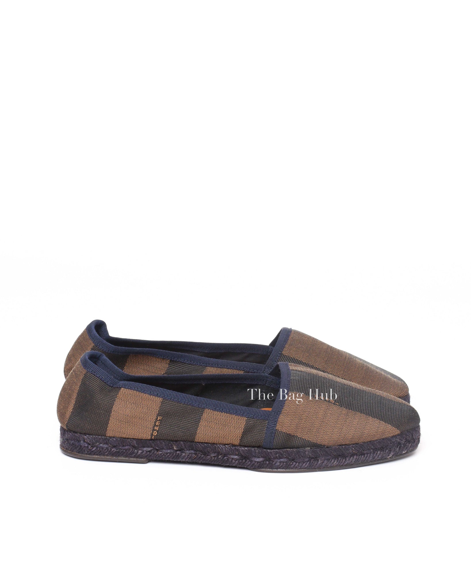 Fendi Brown/Black Pequin Stripe Canvas Espadrilles Size 37