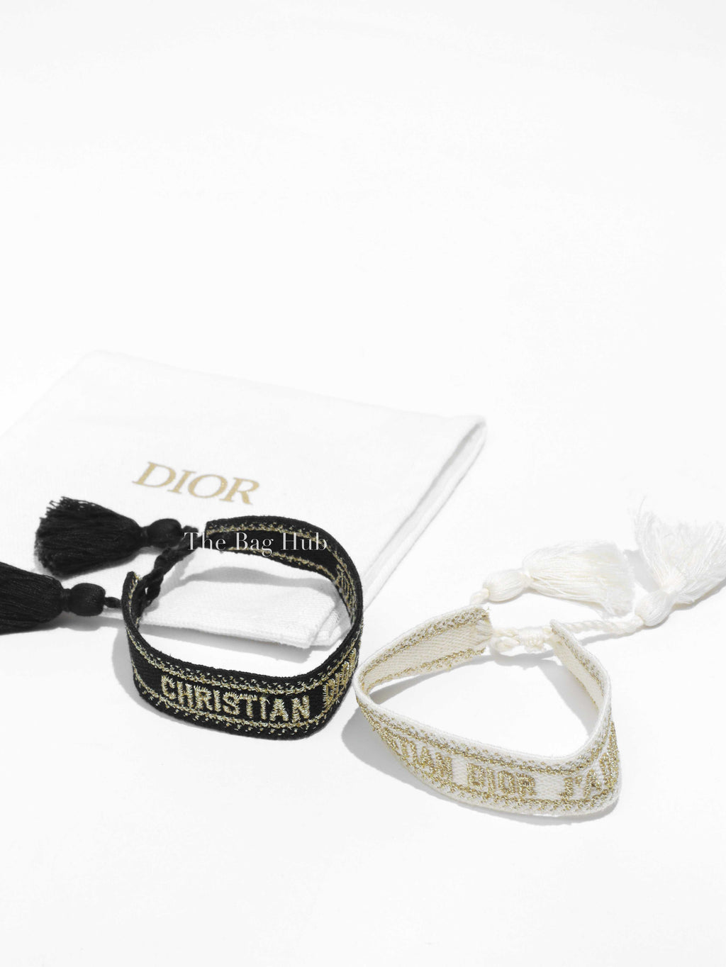 Christian Dior Black/White Woven Cotton J'Adior Friendship Bracelet