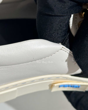 Fendi White/Balck/Gold Calf Leather Studded Karlito Low Top Women Sneakers Size 37-Image-12