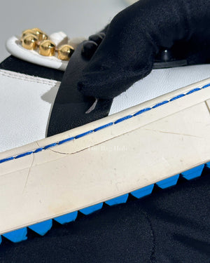 Fendi White/Balck/Gold Calf Leather Studded Karlito Low Top Women Sneakers Size 37-Image-18