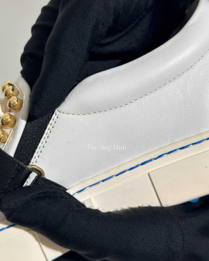 Fendi White/Balck/Gold Calf Leather Studded Karlito Low Top Women Sneakers Size 37-Image-19