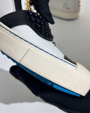 Fendi White/Balck/Gold Calf Leather Studded Karlito Low Top Women Sneakers Size 37-Image-22