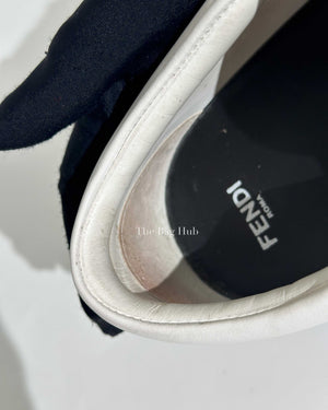Fendi White/Balck/Gold Calf Leather Studded Karlito Low Top Women Sneakers Size 37-Image-23