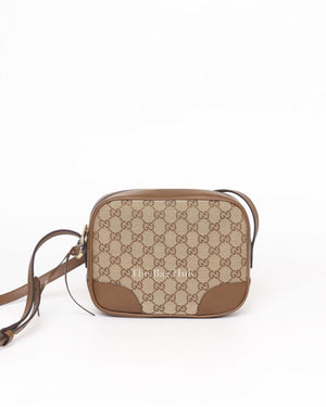 Gucci Beige Monogram Supreme Mini Bree Camera Bag