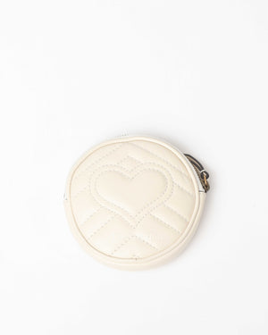 Gucci White Leather GG Marmont Round Coin Purse