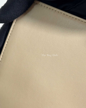 Christian Dior Beige Calfskin Leather Supple Cannage Caro Flap Large Bag