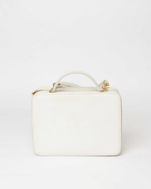 Chanel White Leather CC Filigree Vanity Bag