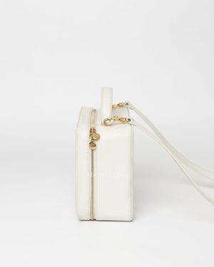 Chanel White Leather CC Filigree Vanity Bag