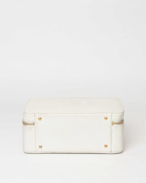 Chanel White Leather CC Filigree Vanity Bag
