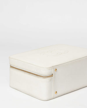 Chanel White Leather CC Filigree Vanity Bag