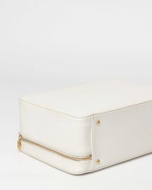 Chanel White Leather CC Filigree Vanity Bag