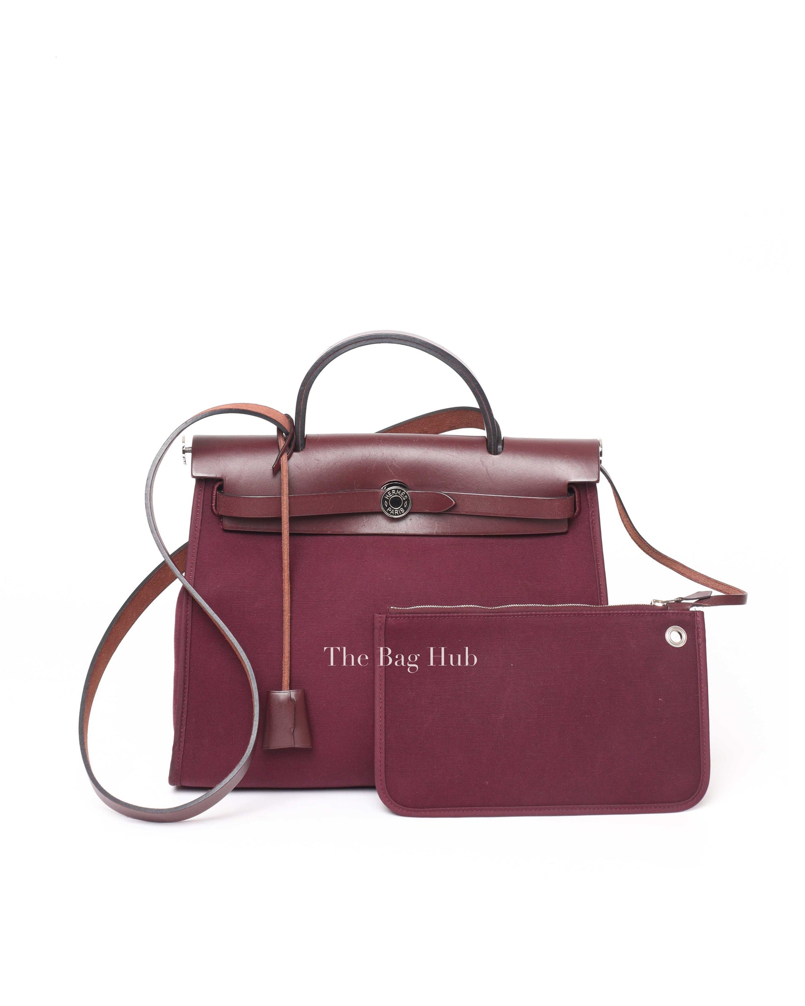 Hermes Burgundy Canvas Herbag 31