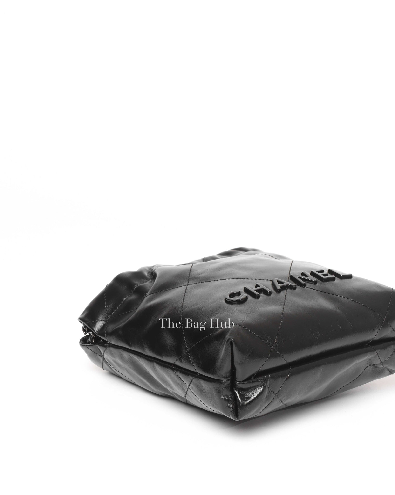 Chanel Black Shiny Calfskin C22 Mini Handbag Black Metal Hardware