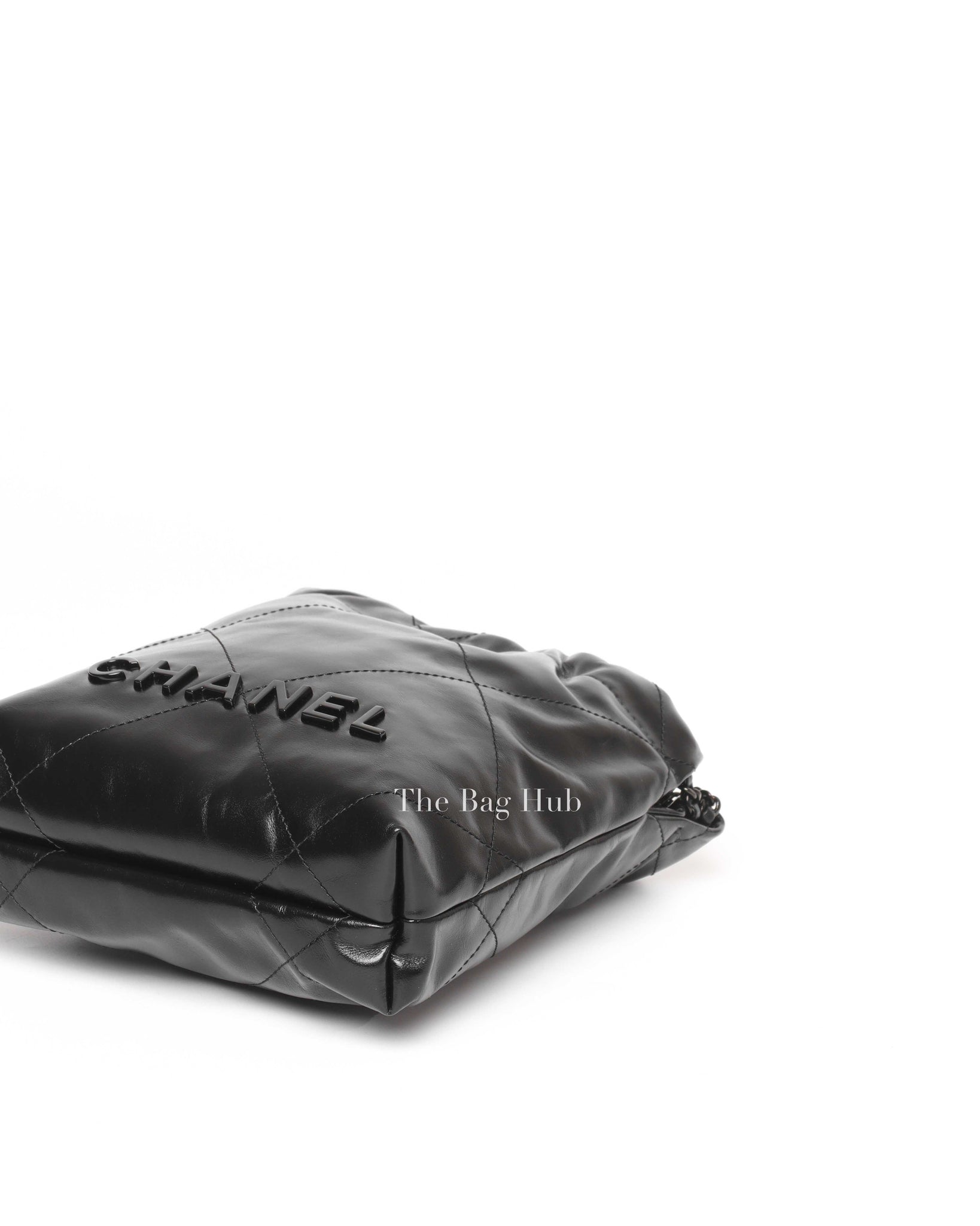 Chanel Black Shiny Calfskin C22 Mini Handbag Black Metal Hardware
