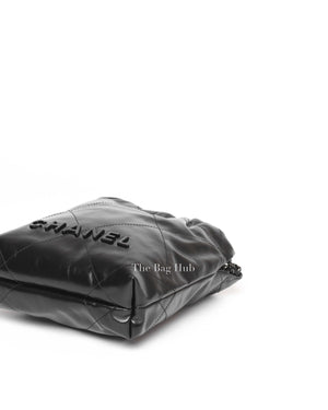 Chanel Black Shiny Calfskin C22 Mini Handbag Black Metal Hardware