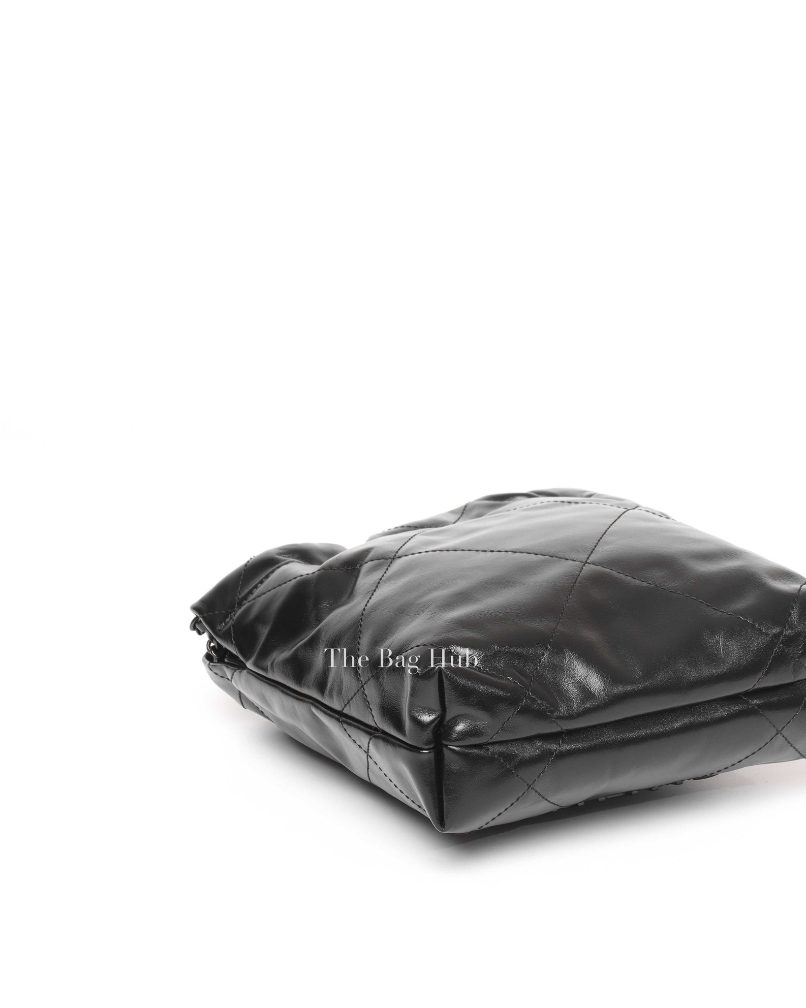Chanel Black Shiny Calfskin C22 Mini Handbag Black Metal Hardware