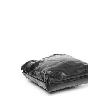 Chanel Black Shiny Calfskin C22 Mini Handbag Black Metal Hardware