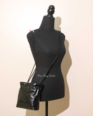 Chanel Black Shiny Calfskin C22 Mini Handbag Black Metal Hardware