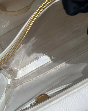 Chanel White Leather CC Filigree Vanity Bag