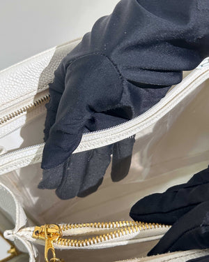 Chanel White Leather CC Filigree Vanity Bag