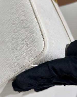 Chanel White Leather CC Filigree Vanity Bag