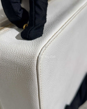 Chanel White Leather CC Filigree Vanity Bag