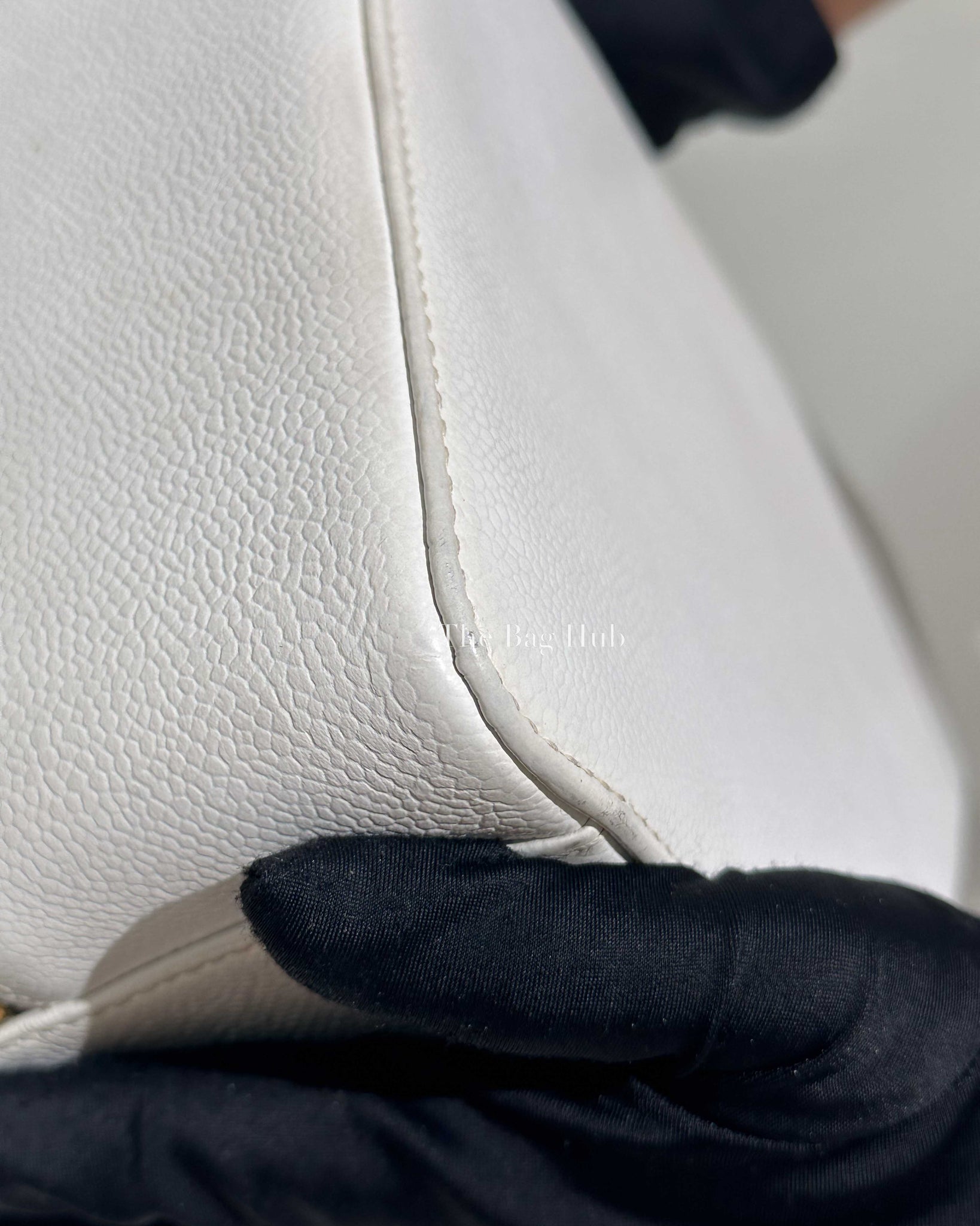 Chanel White Leather CC Filigree Vanity Bag