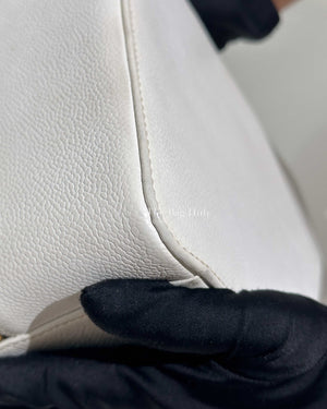 Chanel White Leather CC Filigree Vanity Bag