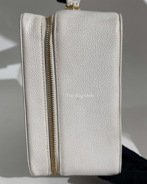 Chanel White Leather CC Filigree Vanity Bag