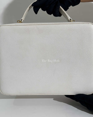 Chanel White Leather CC Filigree Vanity Bag