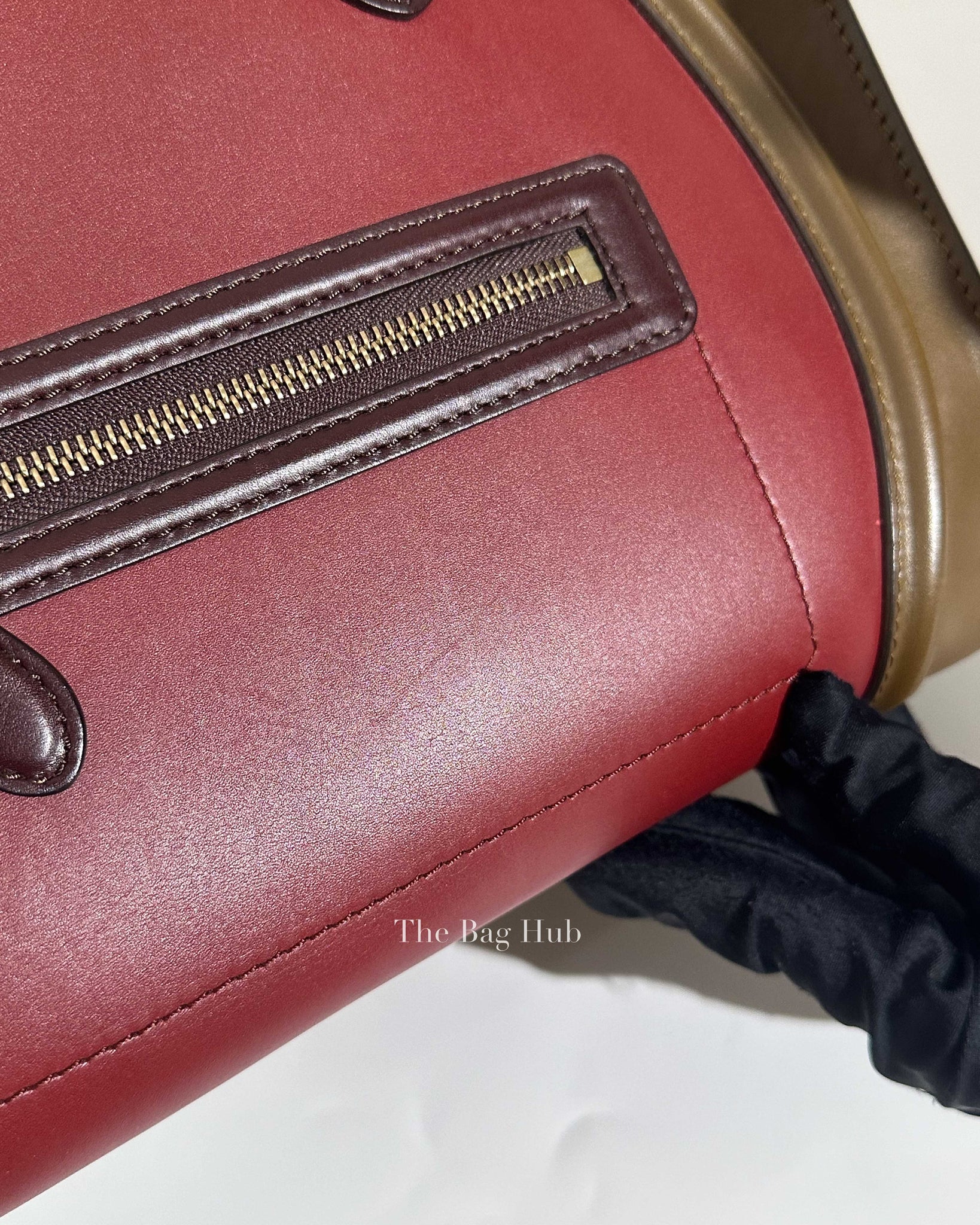 Celine Tan/Maroon/Red Leather Mini Luggage Bag