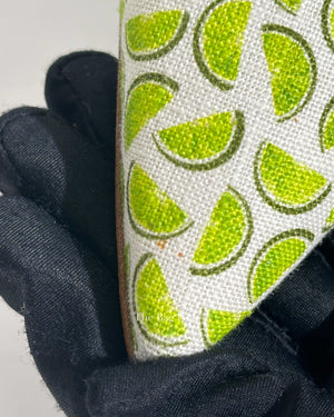 Manolo Blahnik Lime Canvas Carolyne Slingback Size 37