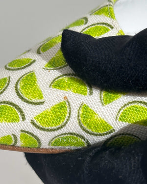 Manolo Blahnik Lime Canvas Carolyne Slingback Size 37