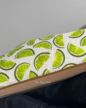Manolo Blahnik Lime Canvas Carolyne Slingback Size 37